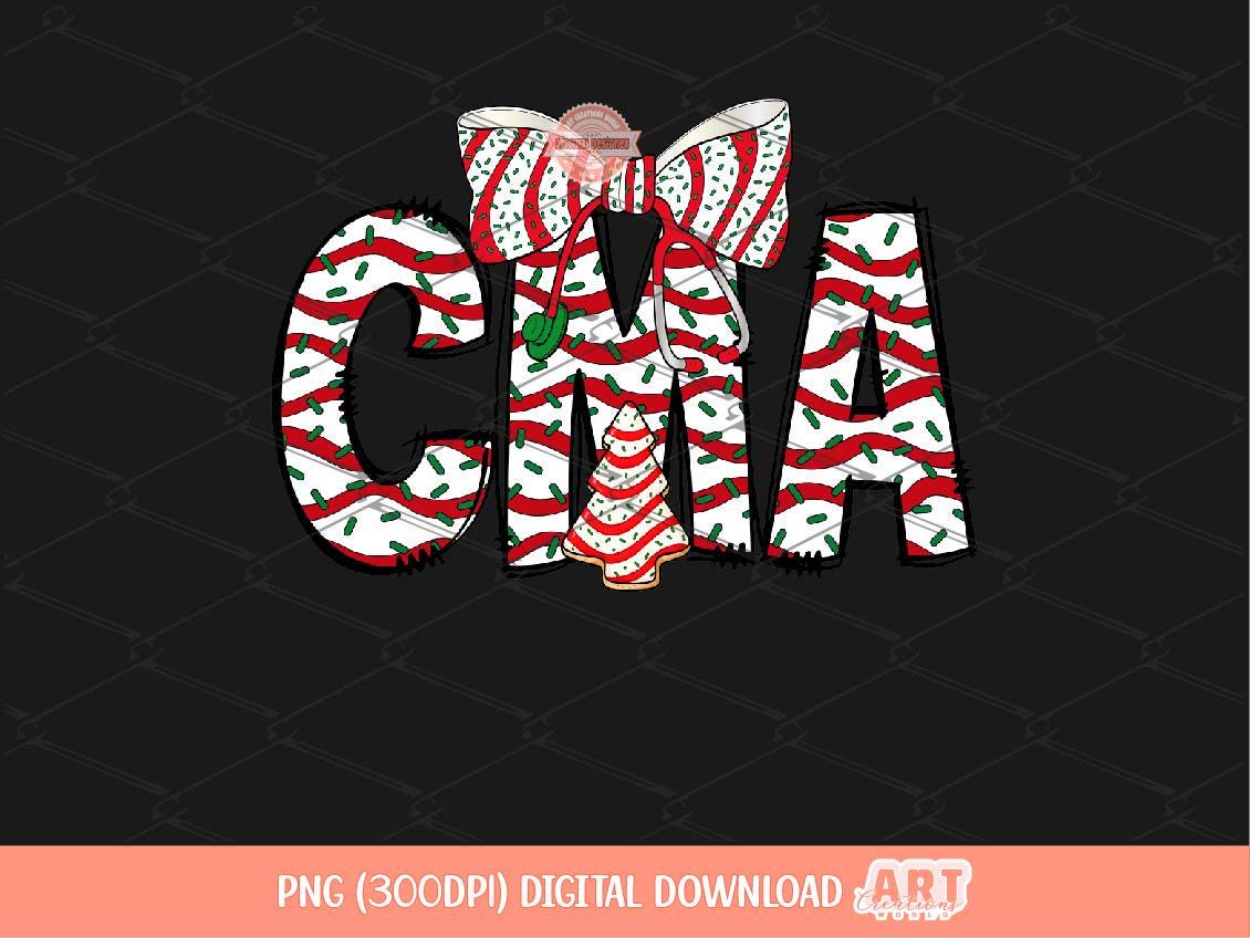 CMA Christmas Tree Cake PNG, Coquette Stethoscope bow Sublimation Healthcare Shirt Design Digital Download