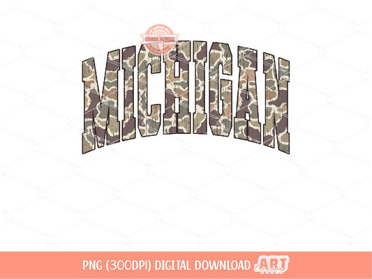 Michigan Grunge Camo PNG, Distressed Varsity Shirt Design (Digital Download)