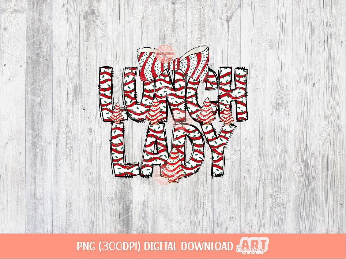 Lunch Lady Christmas Tree Cake PNG, Coquette Sublimation Holiday School Cook Shirt Design Download