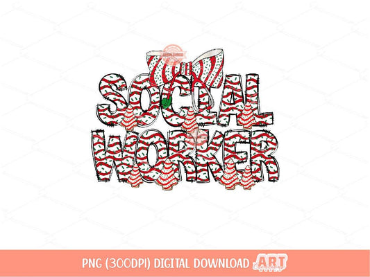 Social Worker Christmas Tree Cake PNG, Coquette bow Sublimation Healthcare Shirt Design Digital Download