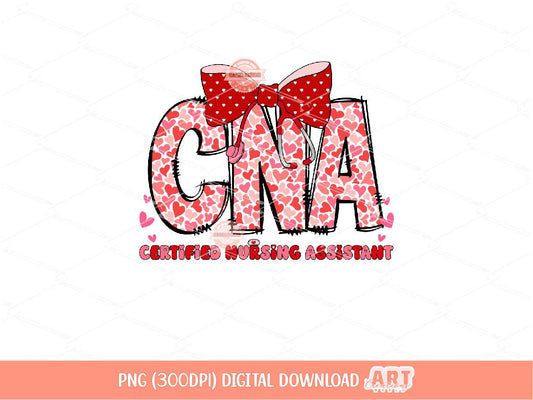 CNA Valentine PNG, Coquette Stethoscope bow Sublimation Healthcare Love Shirt Design Digital Download