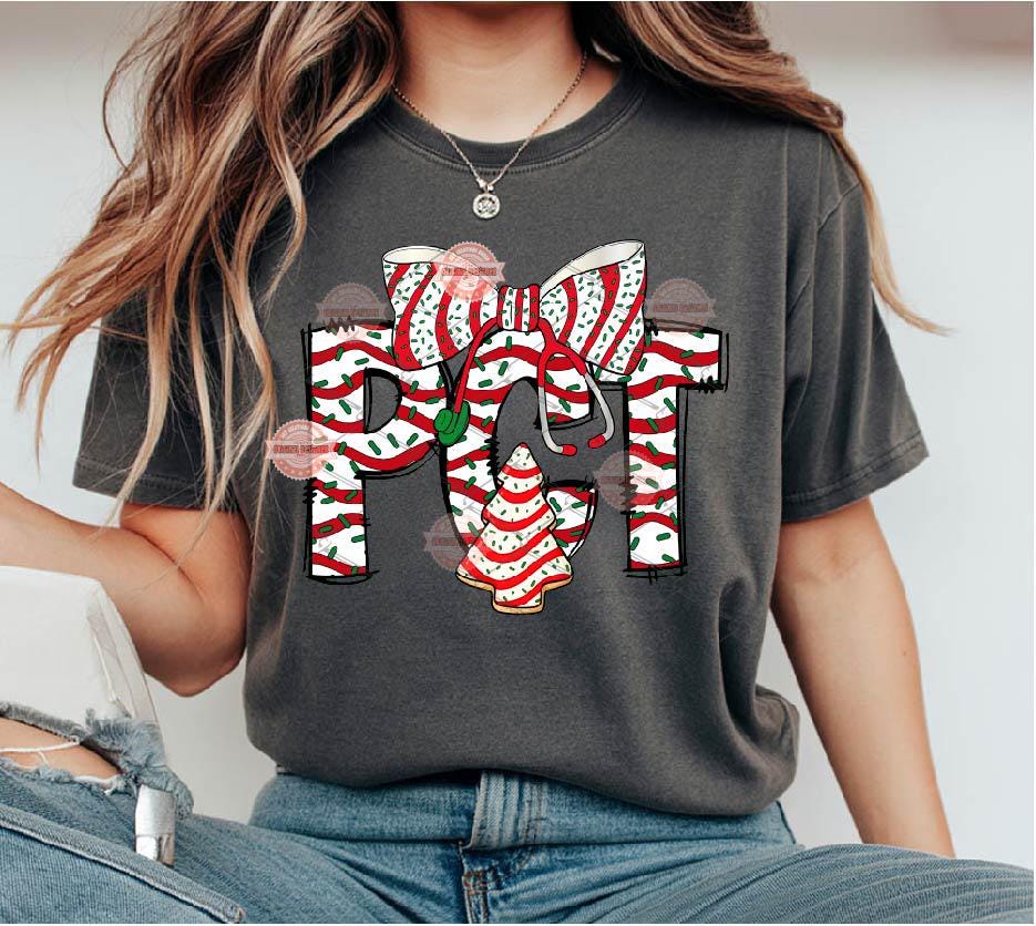 PCT Christmas Tree Cake PNG, Coquette Stethoscope bow Sublimation Healthcare Shirt Design Digital Download