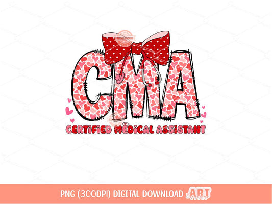 CMA Valentine PNG, Coquette Stethoscope bow Sublimation Healthcare Love Shirt Design Digital Download