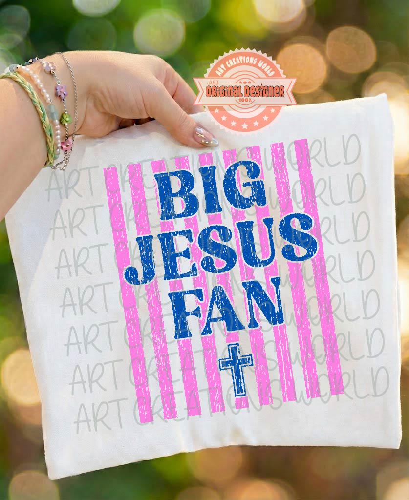 Big Jesus Fan PNG, Trendy Christian Sublimation Design, Preppy Faith Shirt Print