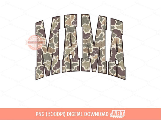 Mama Grunge Camo PNG, Distressed Camouflage Varsity Mom Sublimation Shirt Design