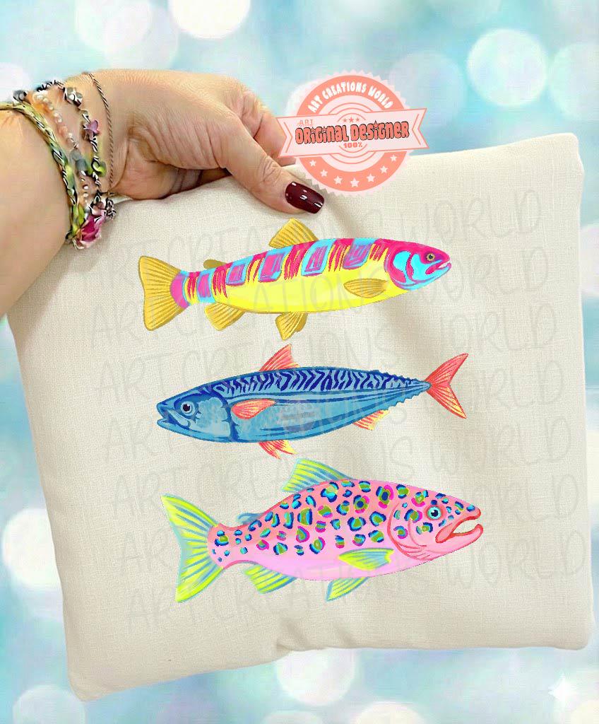 Preppy Fish PNG, Colorful Leopard Bass Coastal Beach Sublimation Design, Neon Fishing Shirt Png