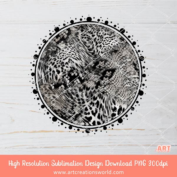 Leopard and Snake Skin Circle Background PNG Sublimation Design - 2 Snake Skin and Leopard print Backgrounds