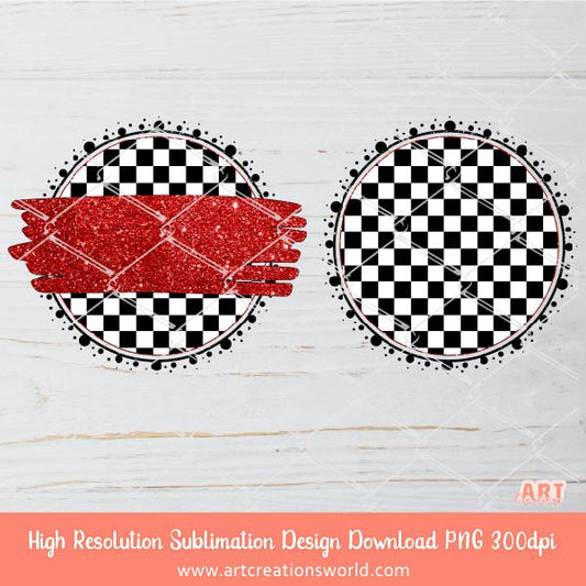 Checkered Circle Background PNG Sublimation Design - 2 Checkered Backgrounds