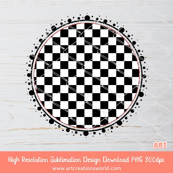 Checkered Circle Background PNG Sublimation Design - 2 Checkered Backgrounds