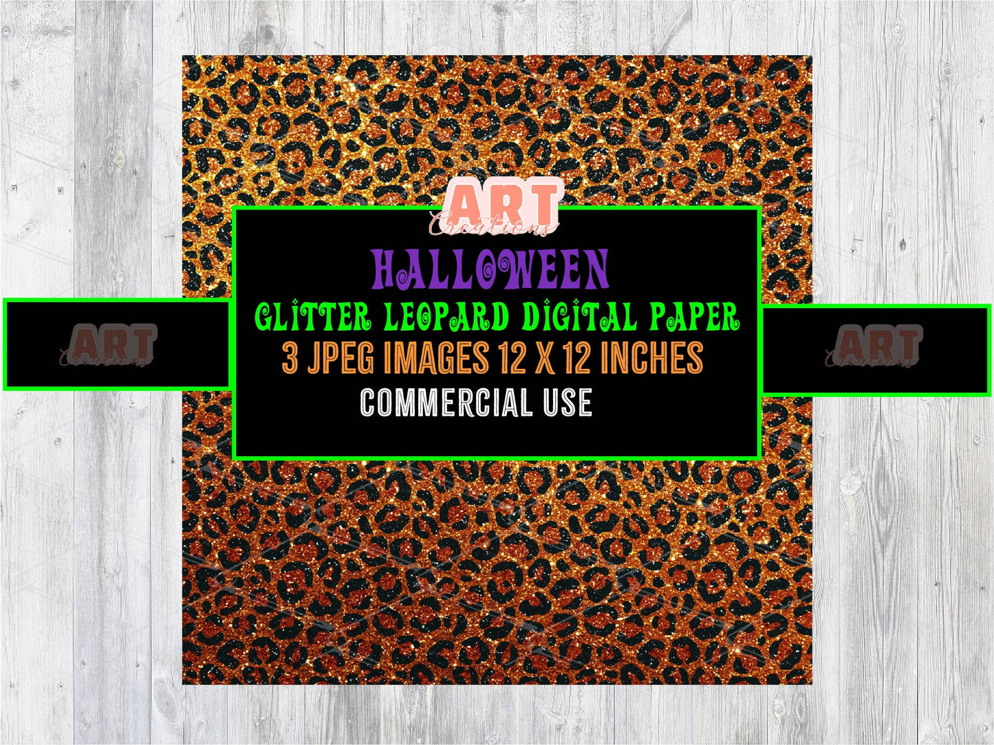 Halloween glitter leopard digital paper Pack - Halloween texture backgrounds- Scrapbooking Paper - Spooky Background - Leopard Print