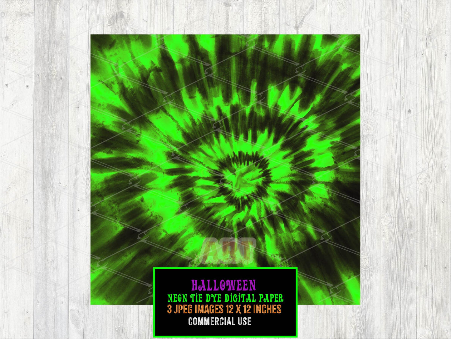 Neon Halloween Tie-Dye Digital Paper Pack | Green, Purple, Orange Tie Dye Backgrounds | Hand Drawing Tie Dye | Spooky designs Bundle