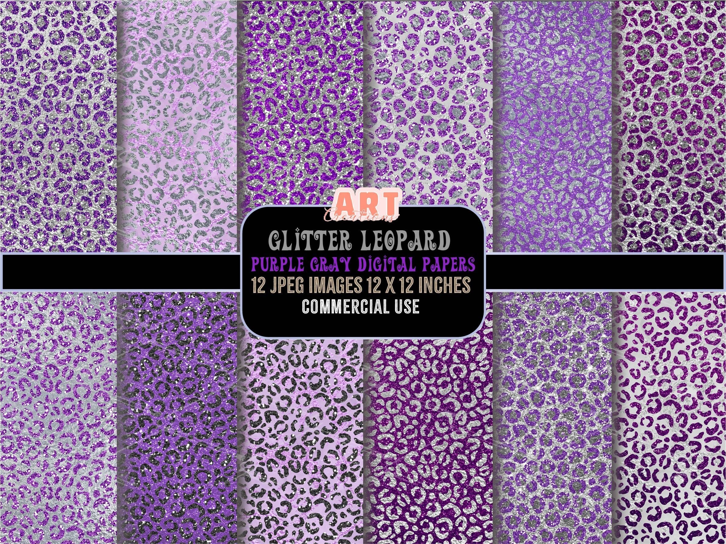 Purple Gray glitter leopard digital paper Pack | Fashion texture backg –  Art Creations World, image size:2381x1786