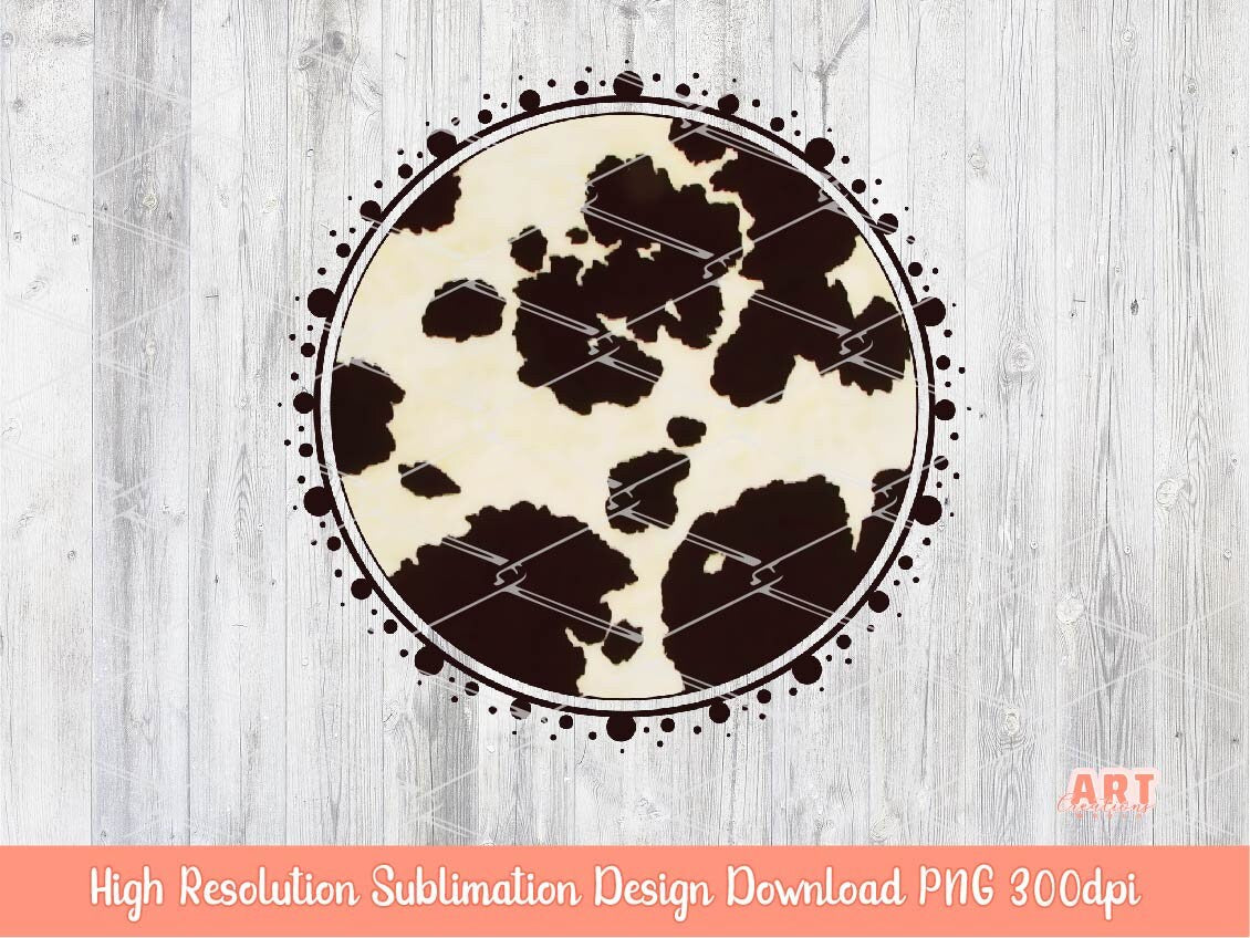 Brown Cowhide Background PNG Sublimation Design - 2 Frames | Western Cow print Mascot Team Blank - School Spirit - Turquoise Brush Stroke