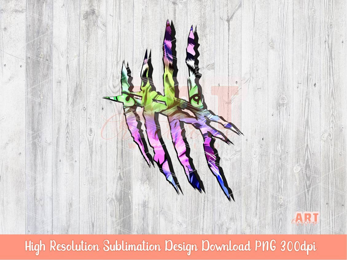 Original Hand Drawn Tiger Eyes Claw Marks PNG Sublimation, Colorful Tiger eye with claws Png Design 2023, Custom Wild Pet Portrait PNG File