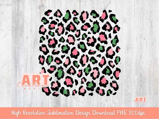 Pink Christmas Leopard PNG Background, Merry Xmas Cheetah Print Sublimation, Pink and Green Retro holiday clipart Custom shirt design