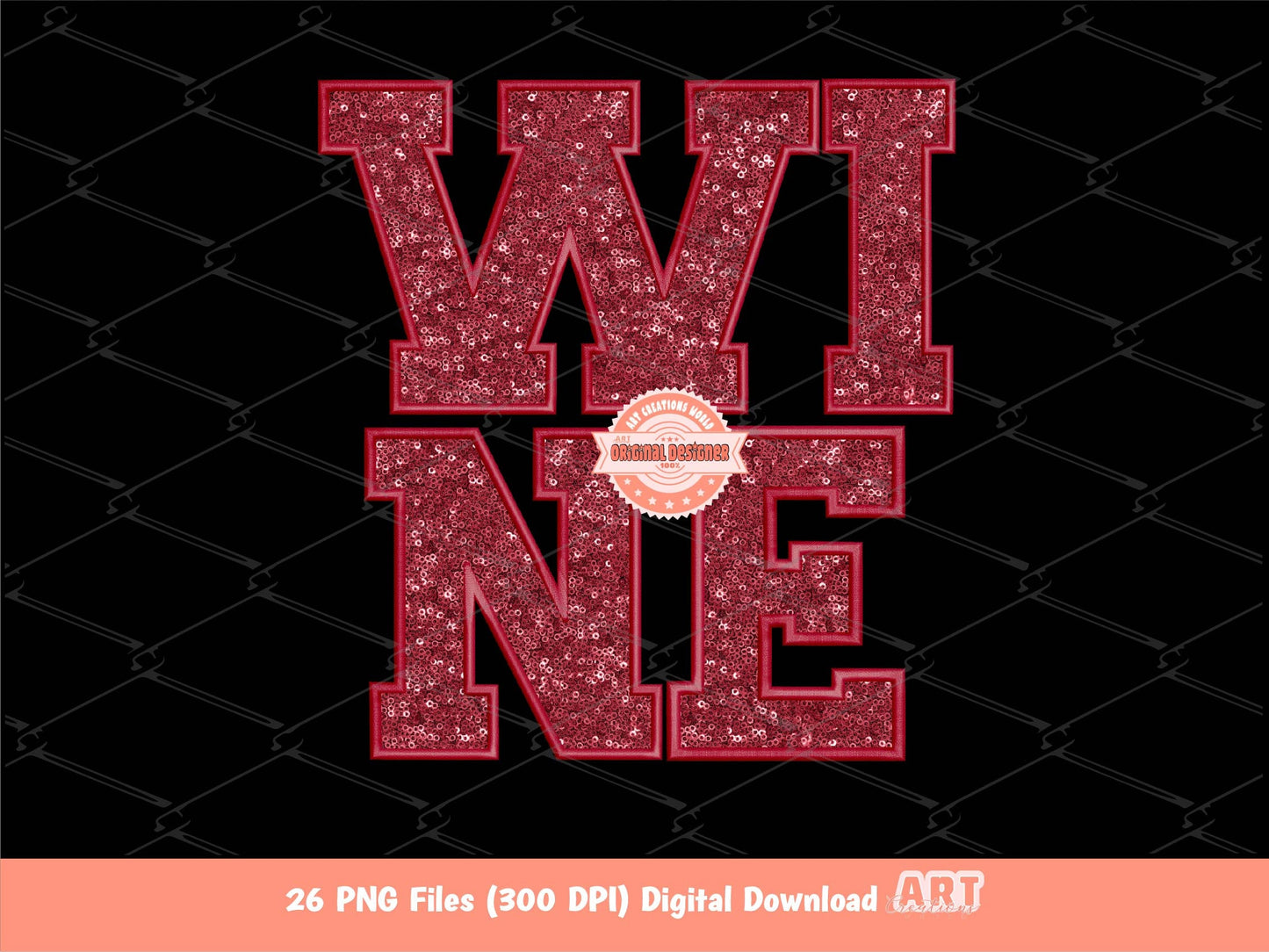 Red Wine Sequin Letters PNG, Original Varsity Alphabet Set Clipart with Faux Embroidery Maroon Glitter Sequins, alpha A-Z Digital Download
