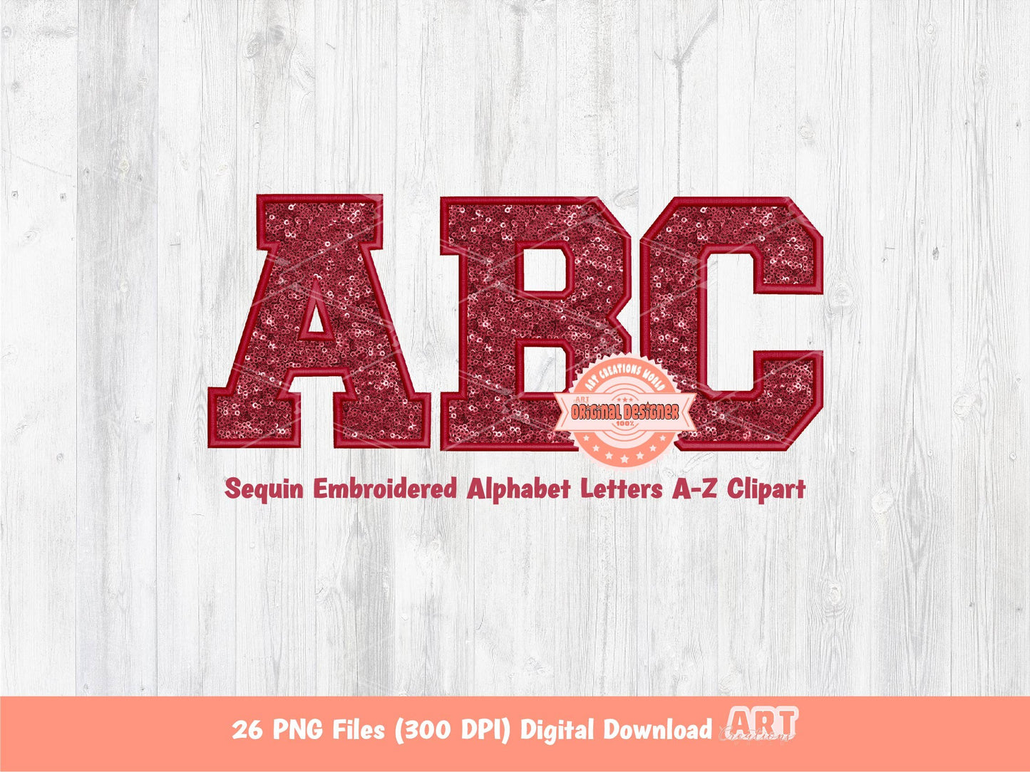 Red Wine Sequin Letters PNG, Original Varsity Alphabet Set Clipart with Faux Embroidery Maroon Glitter Sequins, alpha A-Z Digital Download