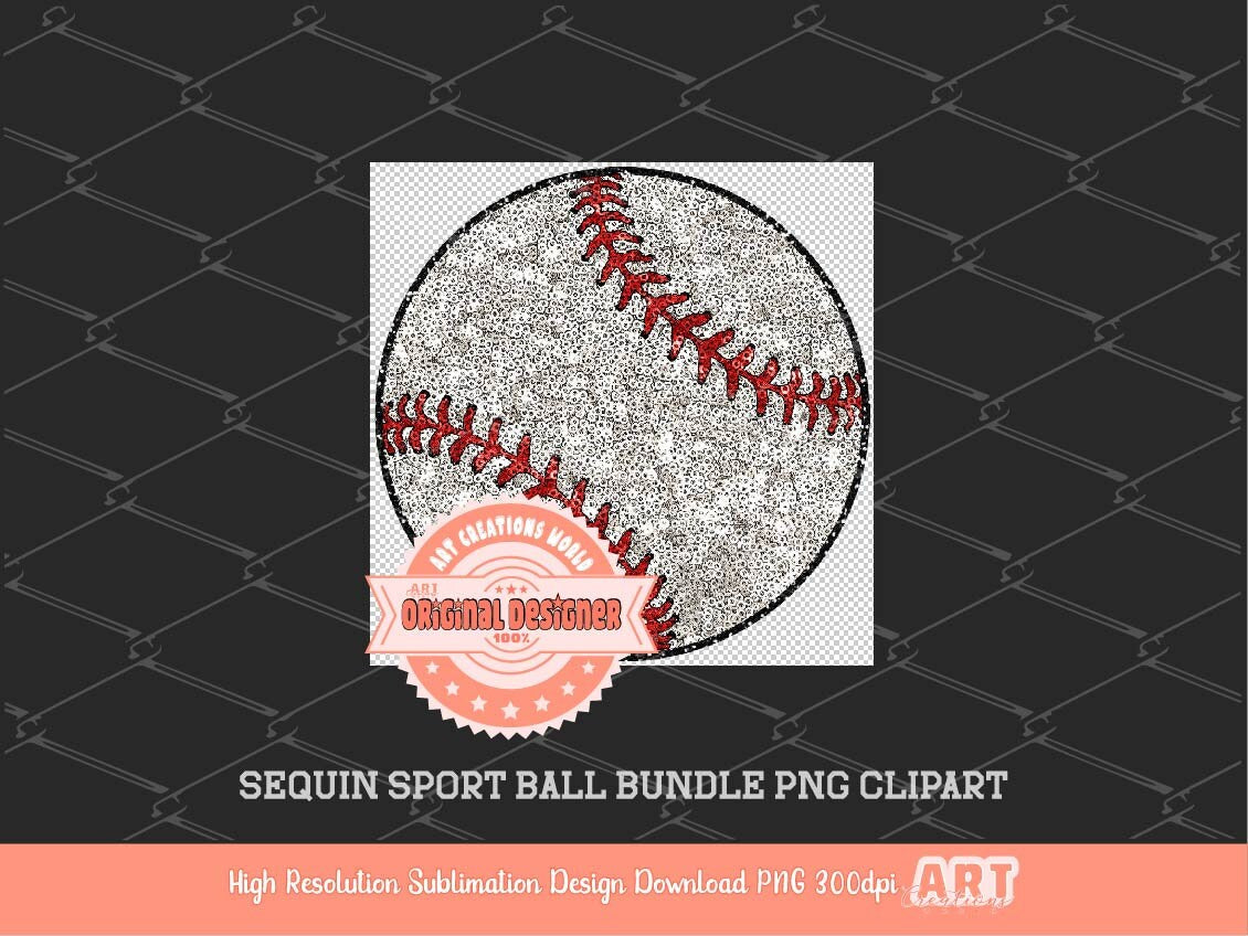 Sports Balls Sequin PNG Bundle, Football, Baseball, Softball, Basketball, Soccer ball, Volleyball, Golf ball Hockey Puck Glitter Clipart Png