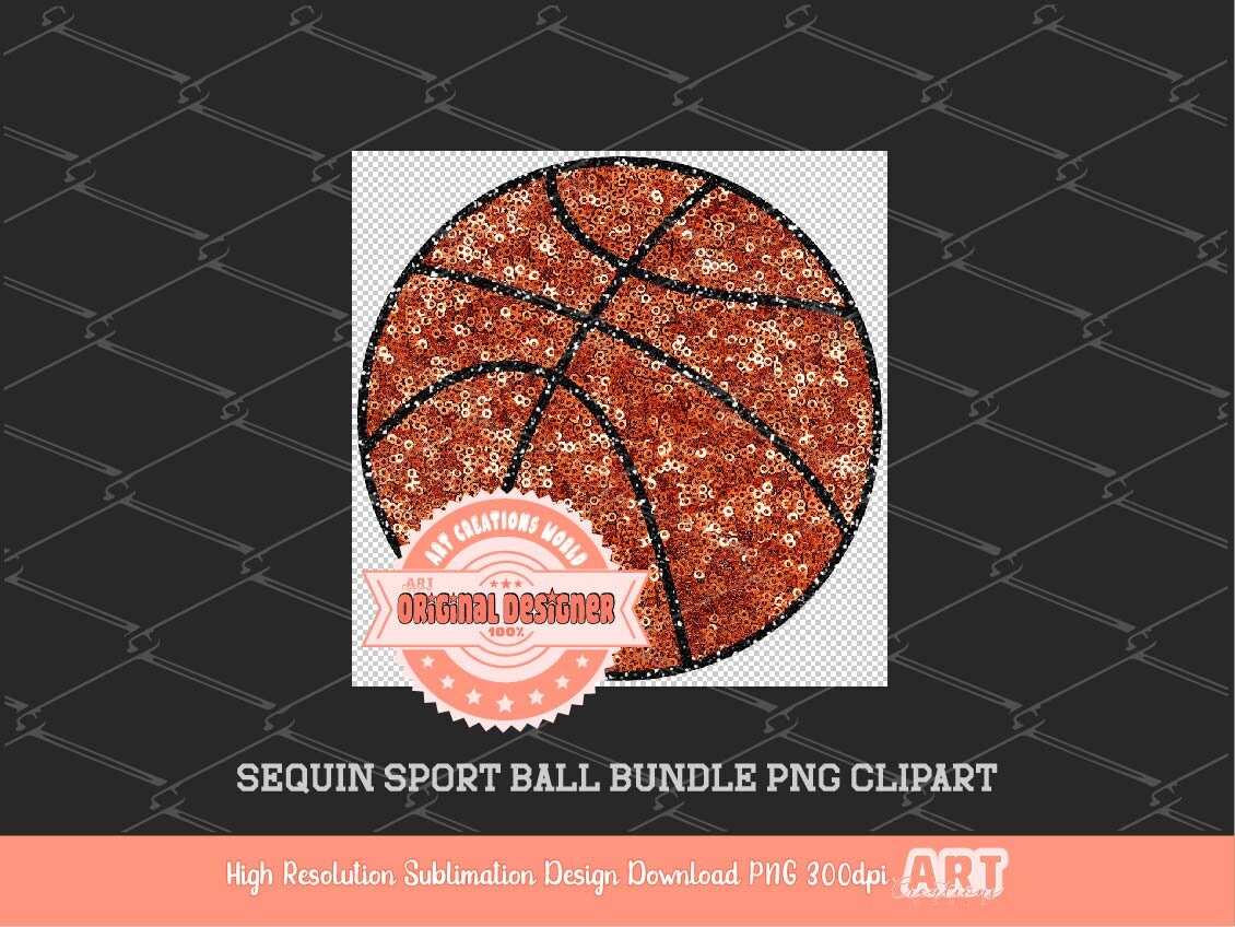 Sports Balls Sequin PNG Bundle, Football, Baseball, Softball, Basketball, Soccer ball, Volleyball, Golf ball Hockey Puck Glitter Clipart Png