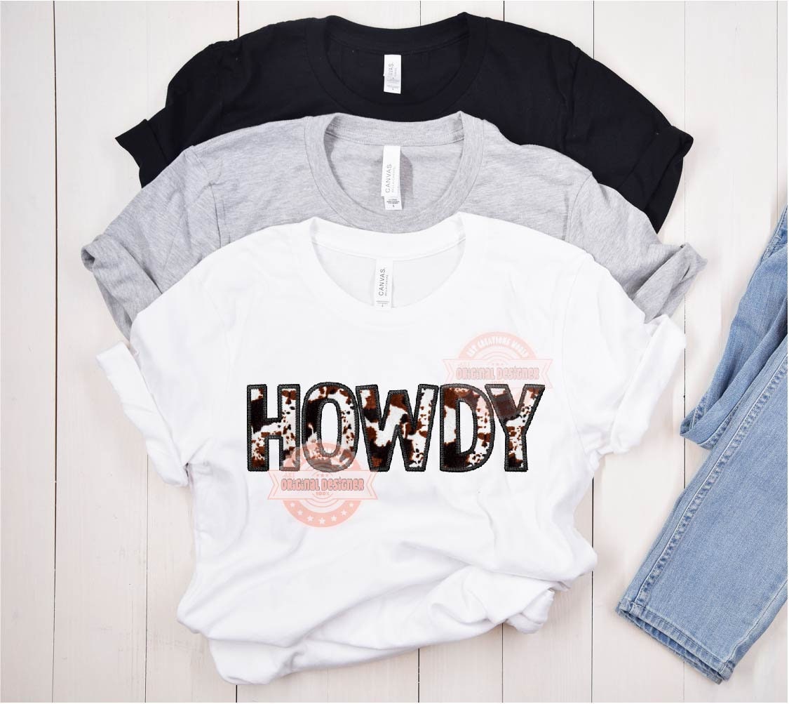Faux Embroidery Cowhide Letters PNG, Black & Brown Cow Print Western Alpha Set Clipart, Cowboy Cowgirl Alphabet Sublimation Digital Download