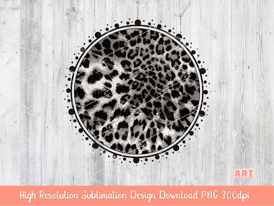 Leopard Print Circle Background PNG, Sublimation Design, Team Mascot Frame (Digital Download)
