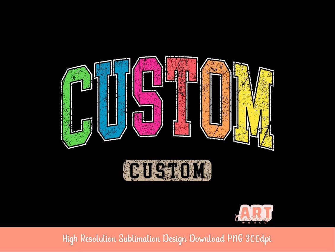Custom Varsity Text PNG, Personalized Distressed Mascot Sport Team Name Design (Digital Download)