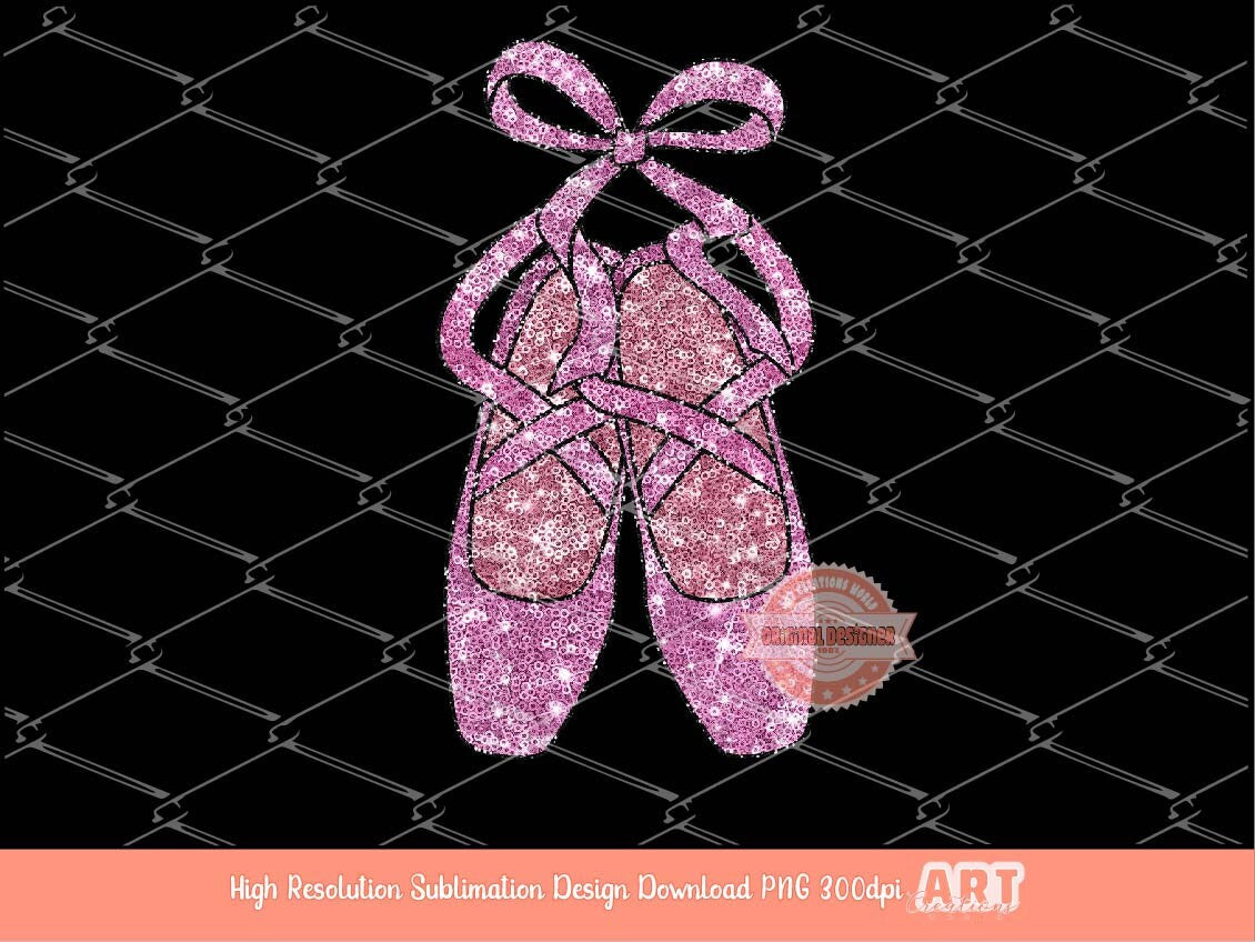 Pink Glitter Ballerina Slippers PNG, Dance Shoe Clipart (Digital Download)