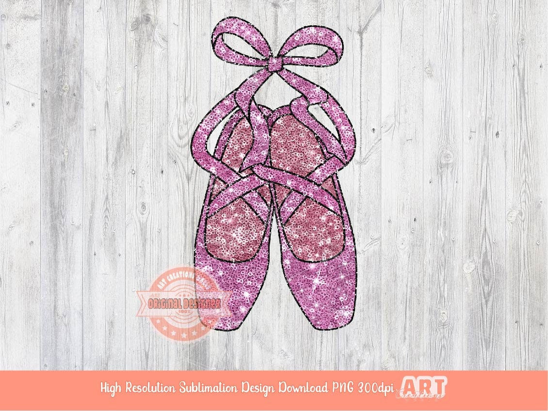Pink Glitter Ballerina Slippers PNG, Dance Shoe Clipart (Digital Download)