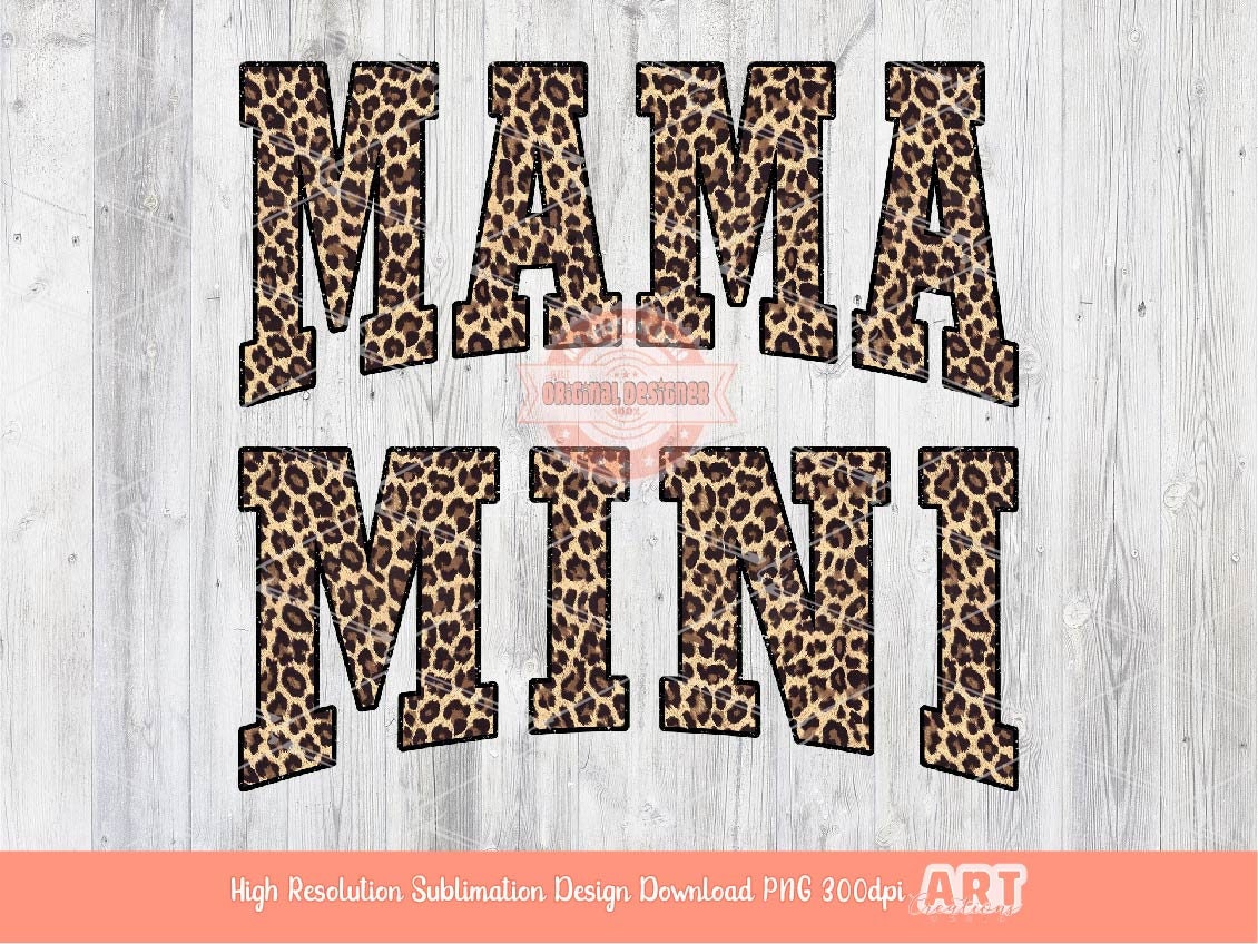 Mama Mini Leopard PNG, Matching Mommy & Me Cheetah Print Sublimation Shirt Design