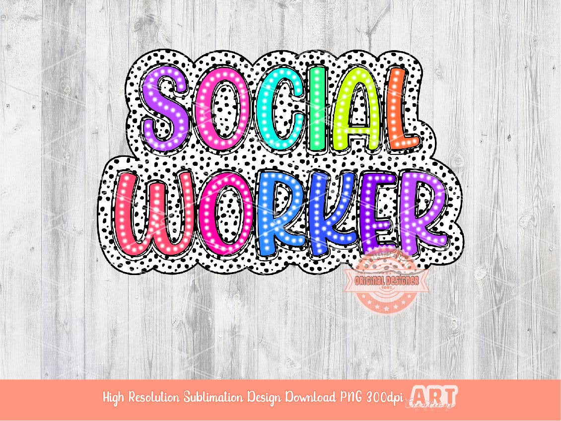 Social Worker Dalmatian PNG, Colorful Occupation Sublimation Shirt Design