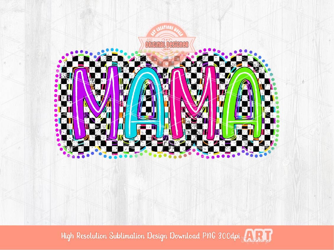 Mama Mini PNG Bundle, Bright Checkered Mom gigi nana Sublimation Shirt Design