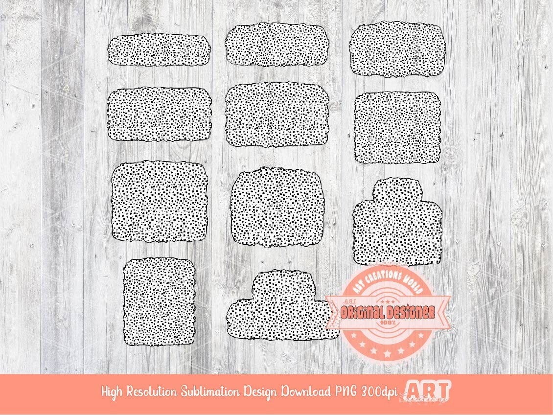 Dalmatian Text Frames PNG Bundle, Spotted Animal Print Sublimation Backgrounds Clipart, Digital Download