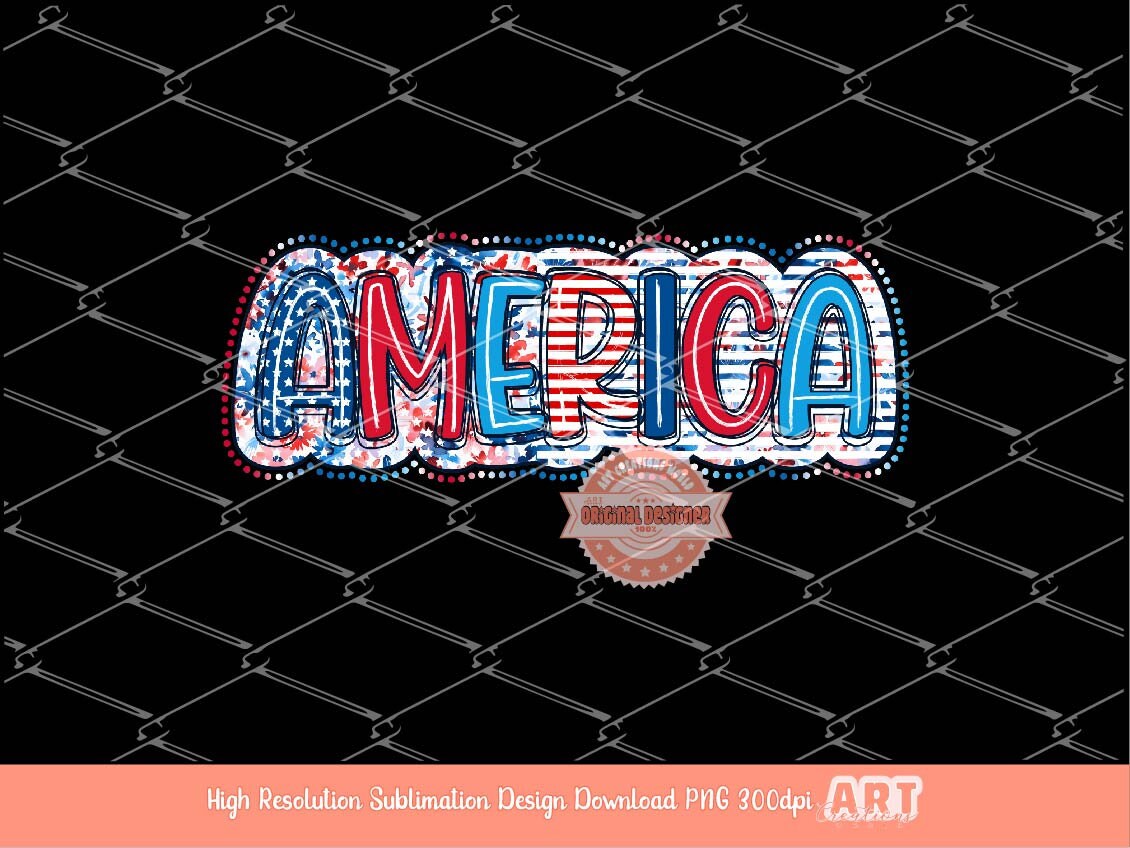 Striped America PNG, 4th of July Patriotic Sublimation Design (Digital Download)