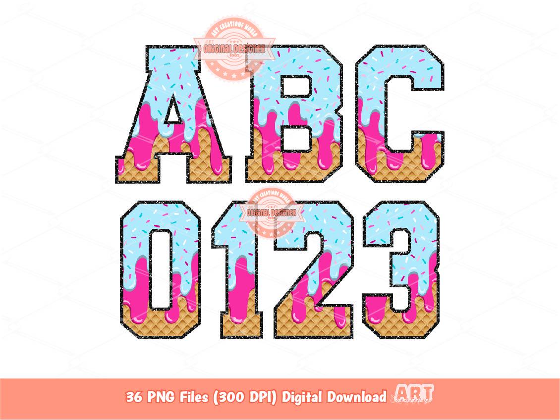 Drip Baseball Alphabet PNG, Drippy Ice Cream Drip Sports Letters and Numbers Clipart