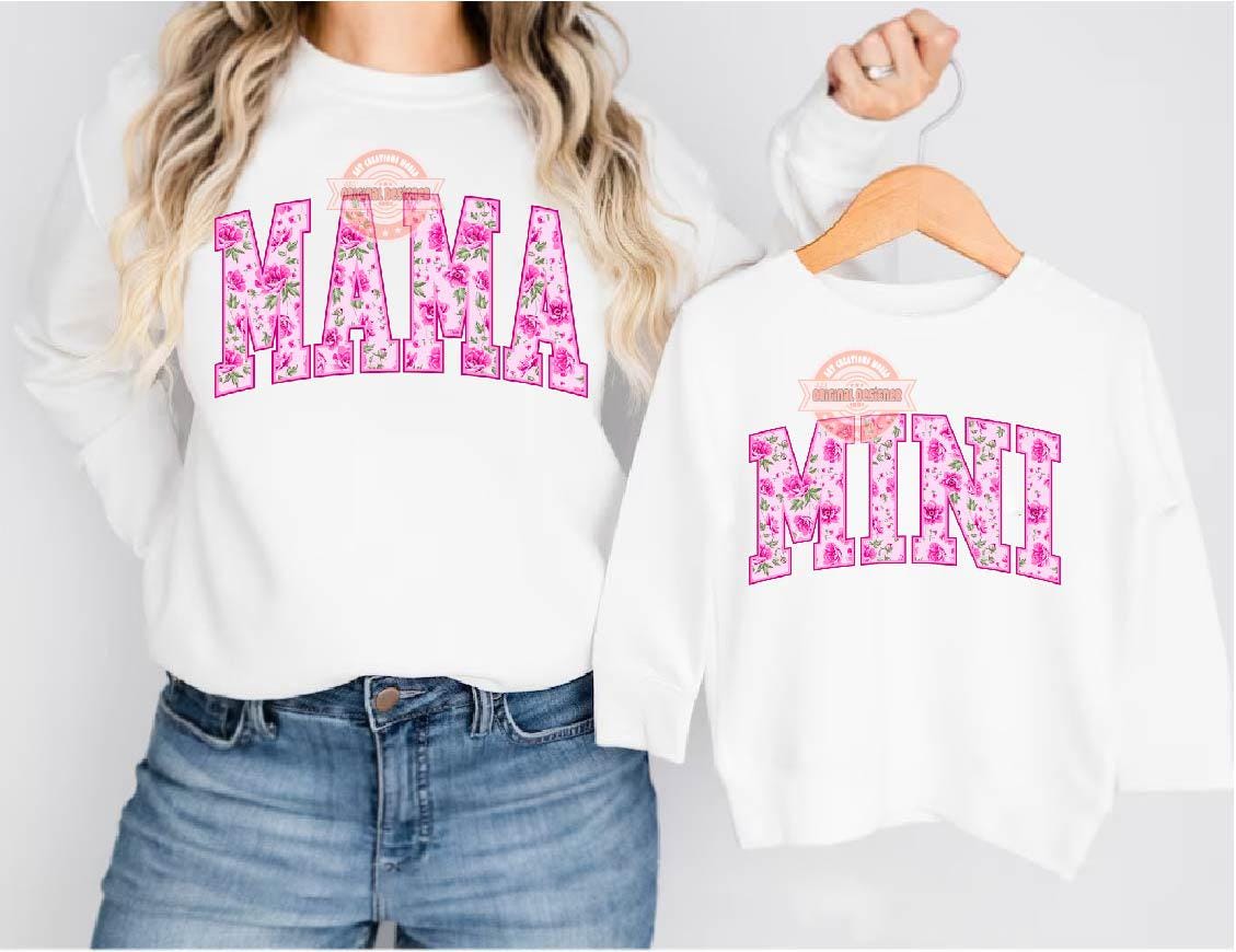 Floral Mama PNG Bundle, Mother's Day Sublimation, Pink Flowers matching family Shirt Design Png