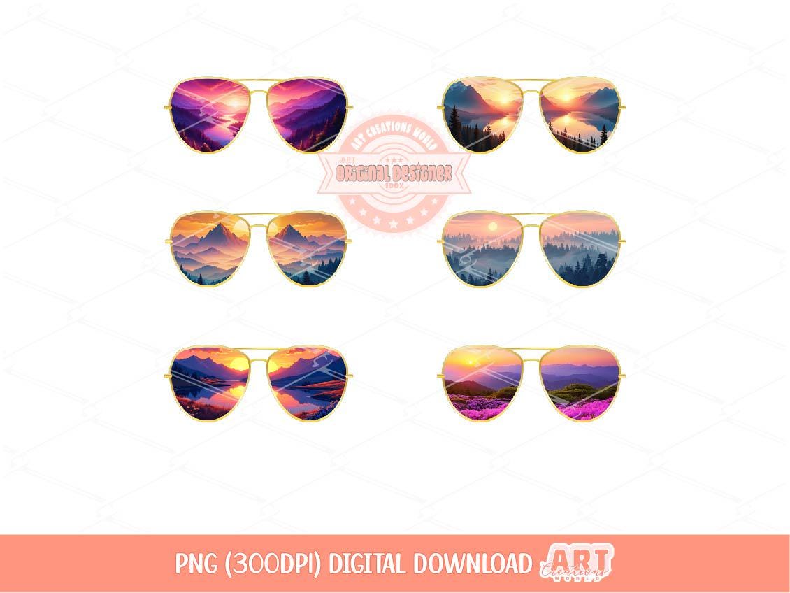 Mountain Sunglasses PNG Bundle, Camping Outdoor Adventure Glasses Clipart (Digital Download)
