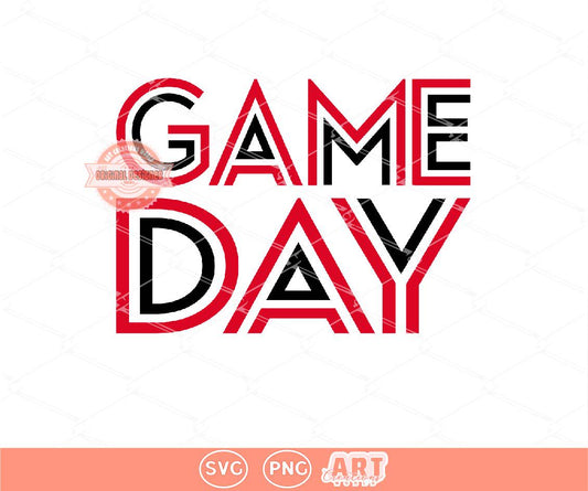 Game Day Double Line SVG PNG, Red White black School Sports, Touchdown Football Season Shirt design Sublimation & dtf File Digital Download