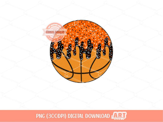 Bright Orange Black Drip Basketball Ball PNG Sweet Drippy Sprinkle Ice Cream Sport Clipart Png Sublimation dtf Shirt Design Digital Download