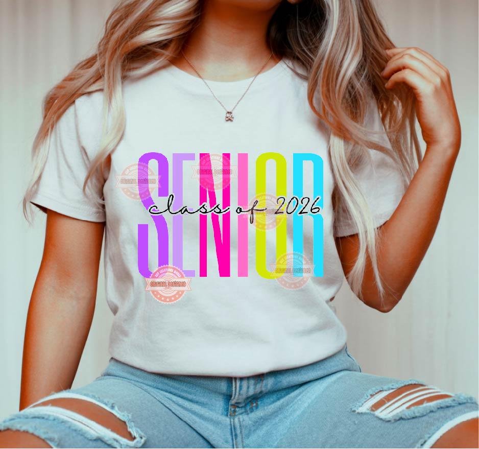 Neon Senior 2026 SVG PNG, Trendy Colorful Bright Class of 2026 Sublimation , High School College, Personalized Senior Shirt Svg Digital file
