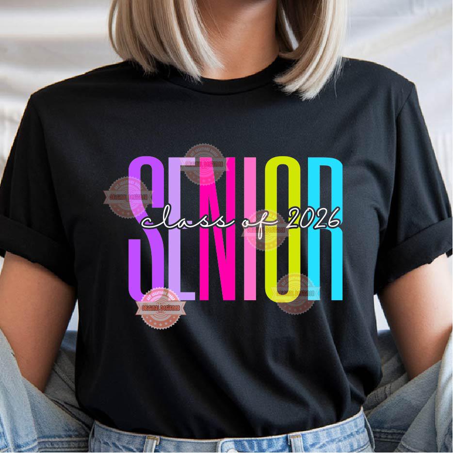 Neon Senior 2026 SVG PNG, Trendy Colorful Bright Class of 2026 Sublimation , High School College, Personalized Senior Shirt Svg Digital file