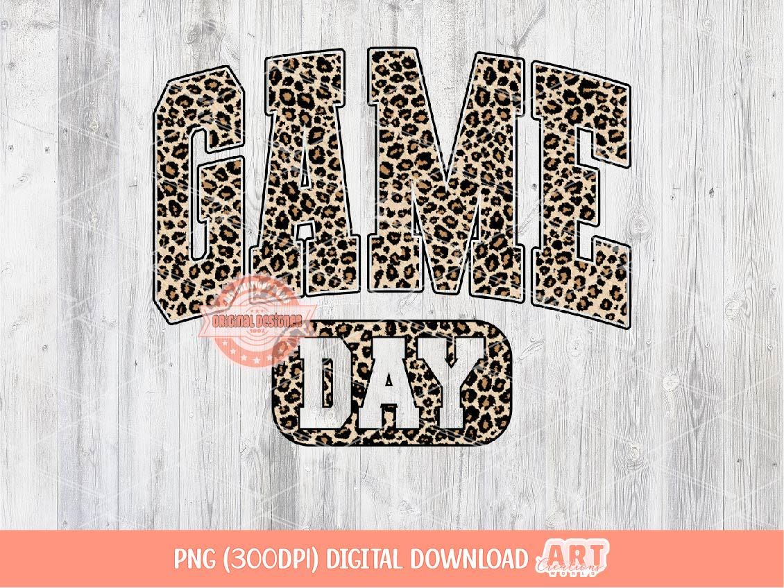 Game Day Leopard PNG, Cheetah Print Varsity Sublimation Design, Sports Mom Shirt, Football Baseball