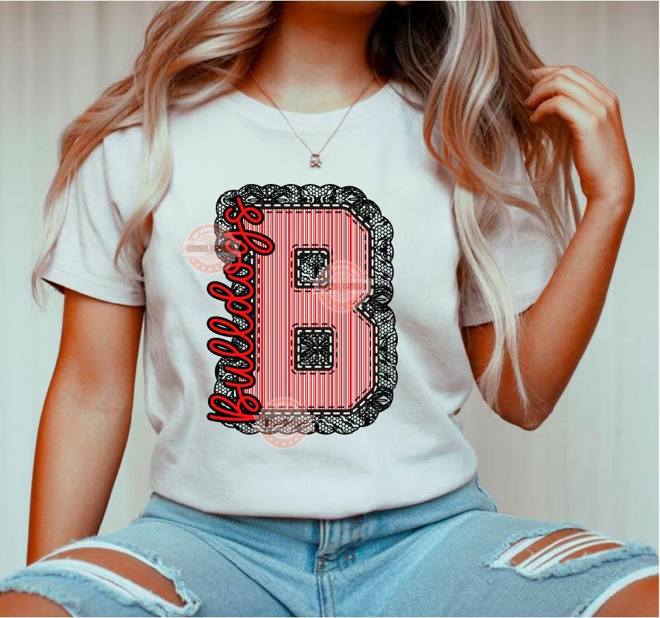 Seersucker Lace Alphabet PNG: Stitched School Letters Clipart (Digital Download