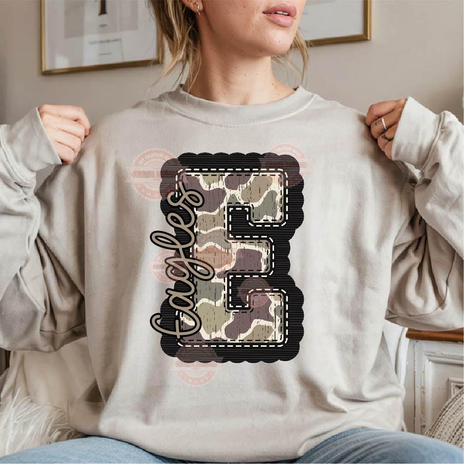 Grunge Camo Alphabet PNG: Stitched Military Letters & Numbers Clipart (Digital Download)