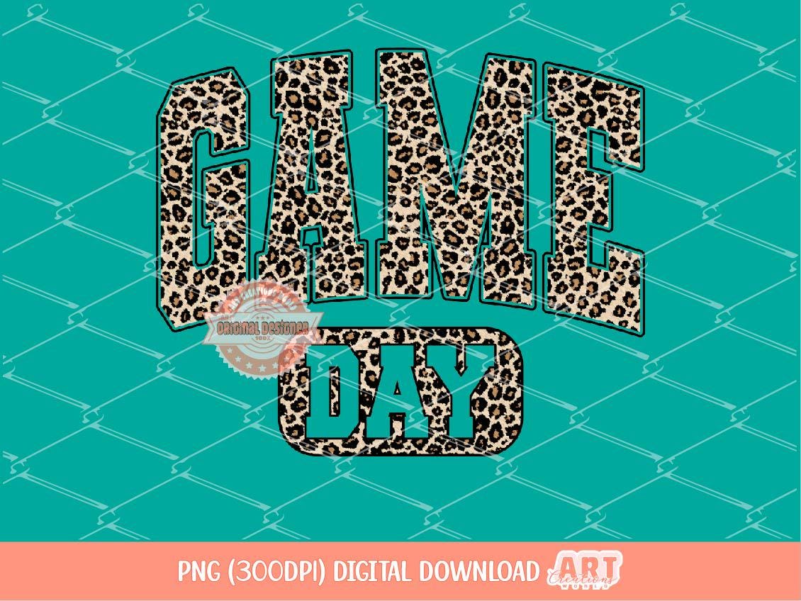 Game Day Leopard PNG, Cheetah Print Varsity Sublimation Design, Sports Mom Shirt, Football Baseball