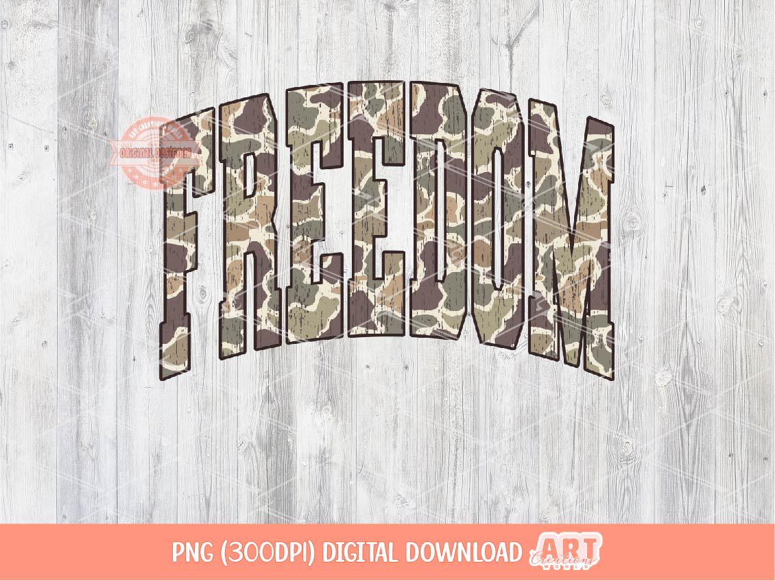 Freedom Grunge Camo PNG, Distressed Varsity 4th of July Sublimation Design (Digital Download)