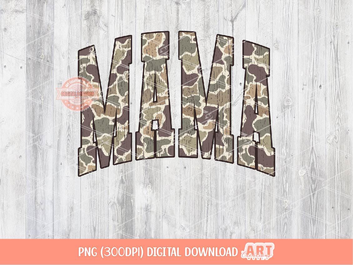 Mama Grunge Camo PNG, Arched Distressed Varsity Retro Old School Camouflage Sublimation Trendy Mom Shirt Design Digital Download