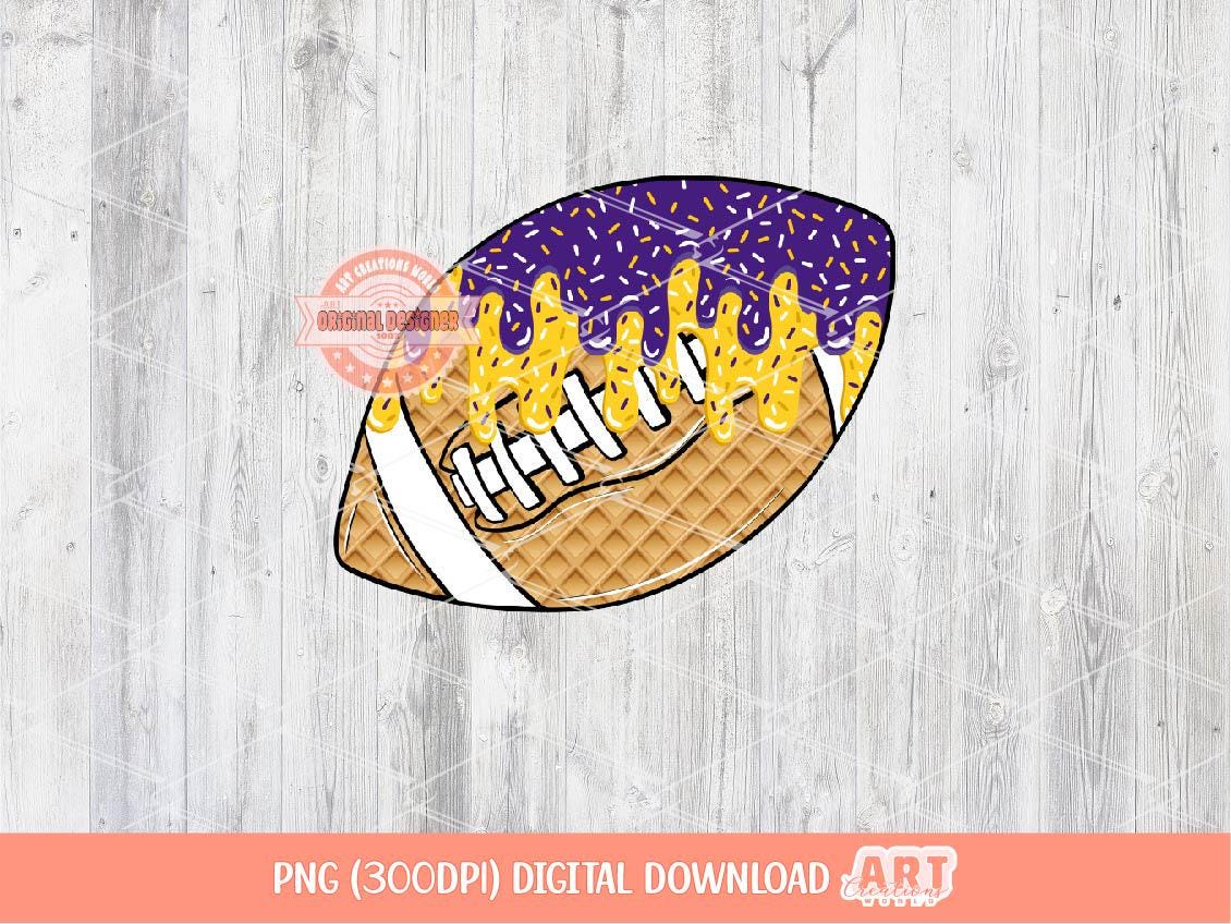 Drippy Ice Cream Football Ball PNG: Purple and gold Football Clipart (Digital Download)