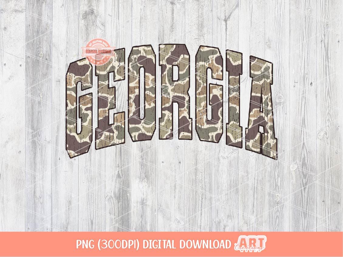 Georgia Grunge Camo PNG, Distressed Varsity Camouflage GA State Sublimation shirt Design