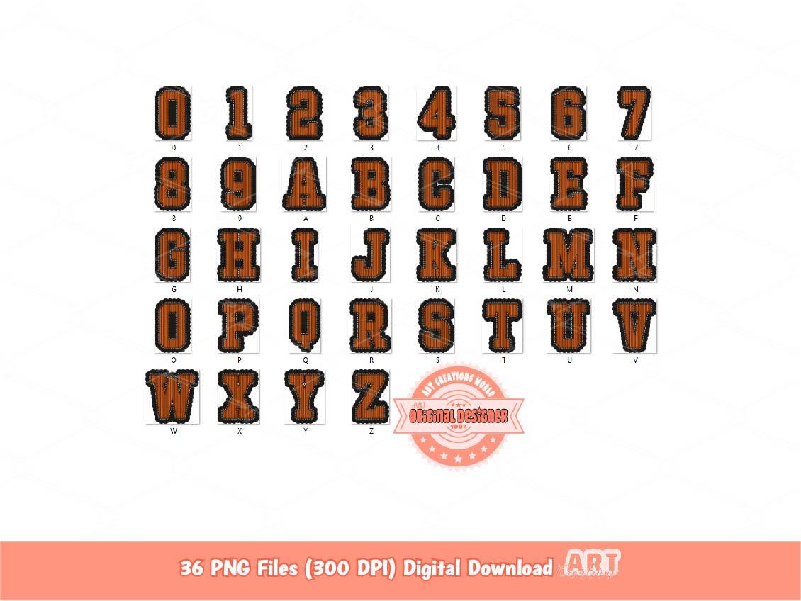 Orange & Black Seersucker Alphabet PNG: School Spirit Letters  Letters and Numbers Clipart (Digital Download)