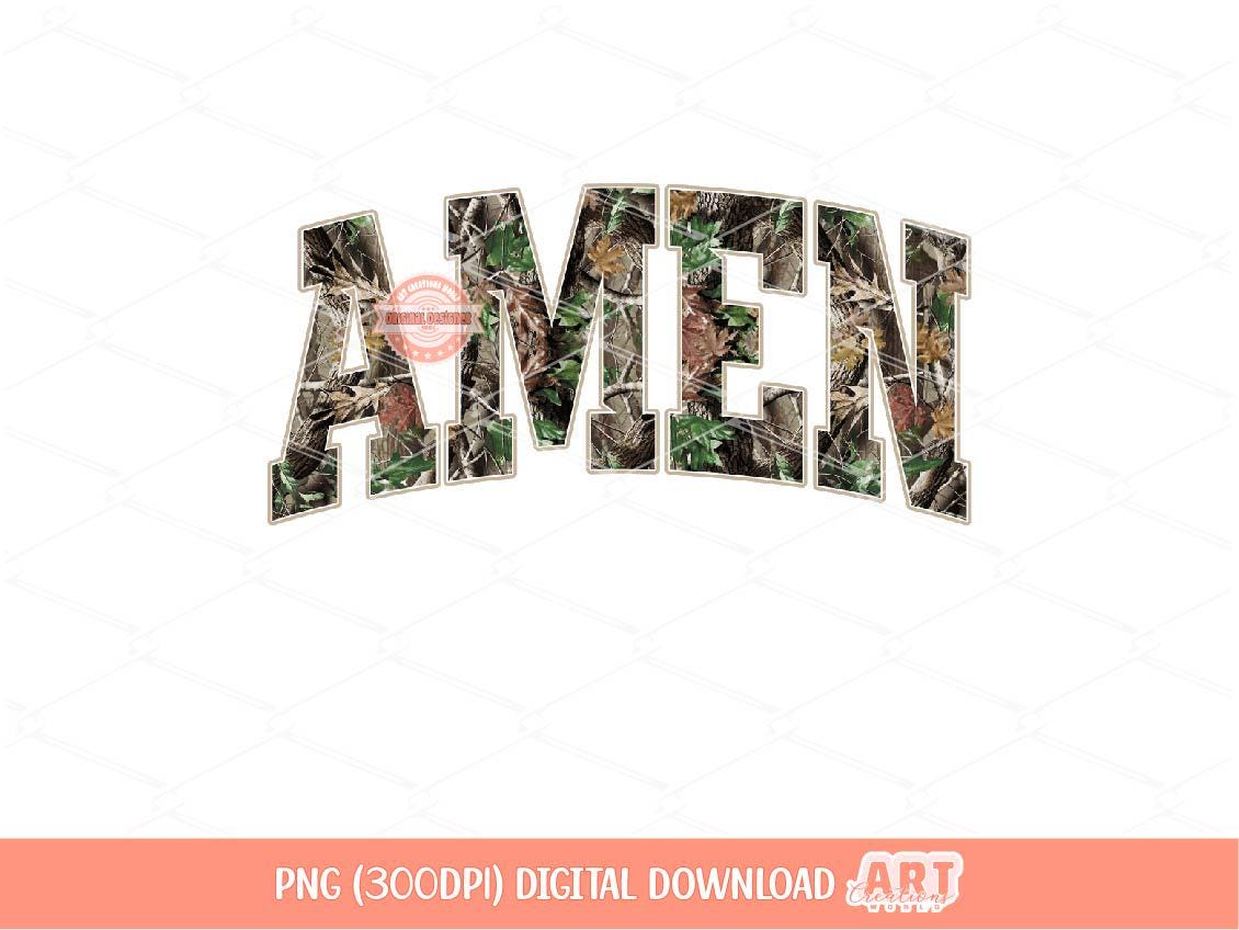 Amen Forest Camo PNG, Realistic Camouflage Tree Sublimation Shirt Design (Digital Download)